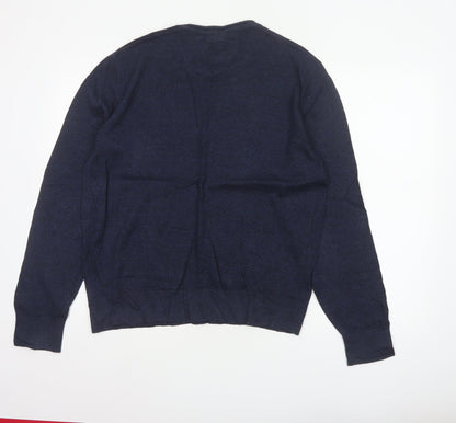 GAP Men’s Blue M Linen Crew Neck Pullover Lightweight Jumper