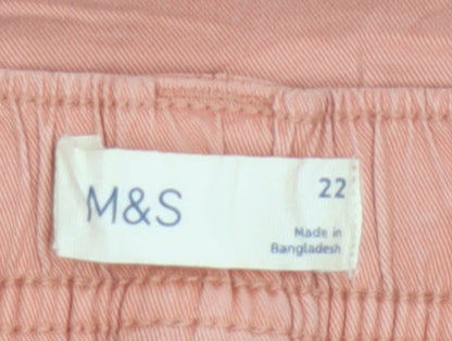 Marks and Spencer Women Pink UK 22 Cargo Shorts Cuffed Pockets