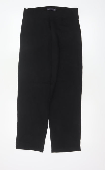Marks & Spencer Women's Black UK 10 Short Straight Pull-On Trousers