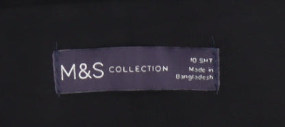 Marks & Spencer Women's Black UK 10 Short Straight Pull-On Trousers