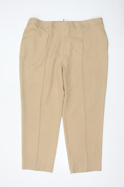 Marks & Spencer Women Beige UK 22 Tapered Smart Trousers Short