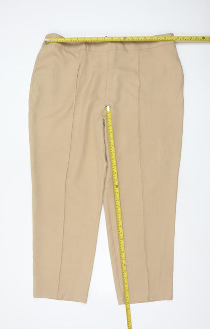 Marks & Spencer Women Beige UK 22 Tapered Smart Trousers Short