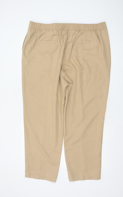 Marks & Spencer Women Beige UK 22 Tapered Smart Trousers Short