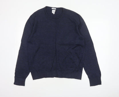 Gap Men’s Navy Blue M Linen Crew Neck Pullover Jumper Knit