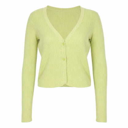 Hollister Women Green XS Rib Knit V-Neck Button Cardigan