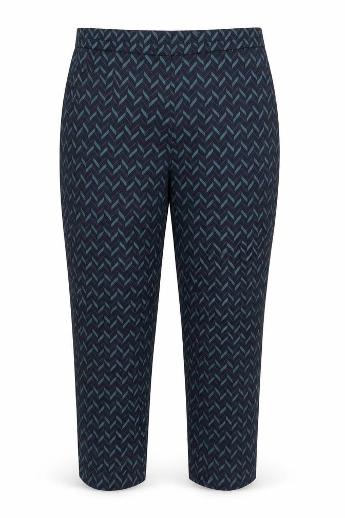 Marks & Spencer Women Blue Geometric Tapered Trousers UK 16