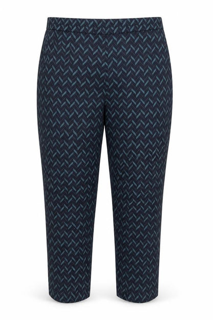 Marks & Spencer Women Blue Geometric Tapered Trousers UK 16