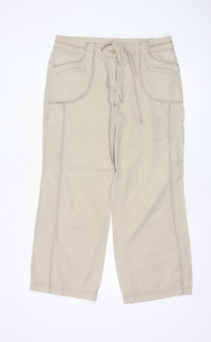 Marks & Spencer Women Beige UK 14 Short Carpenter Wide-Leg Trousers