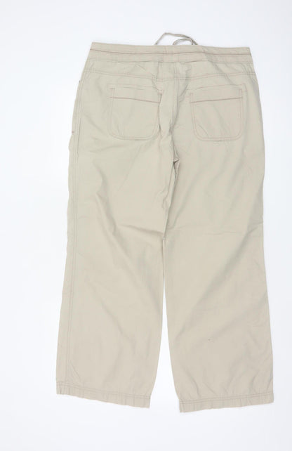 Marks & Spencer Women Beige UK 14 Short Carpenter Wide-Leg Trousers