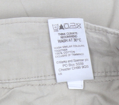 Marks & Spencer Women Beige UK 14 Short Carpenter Wide-Leg Trousers