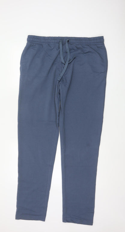 Marks & Spencer Men's Blue XL Regular Fit Cotton Blend Jogger Trousers