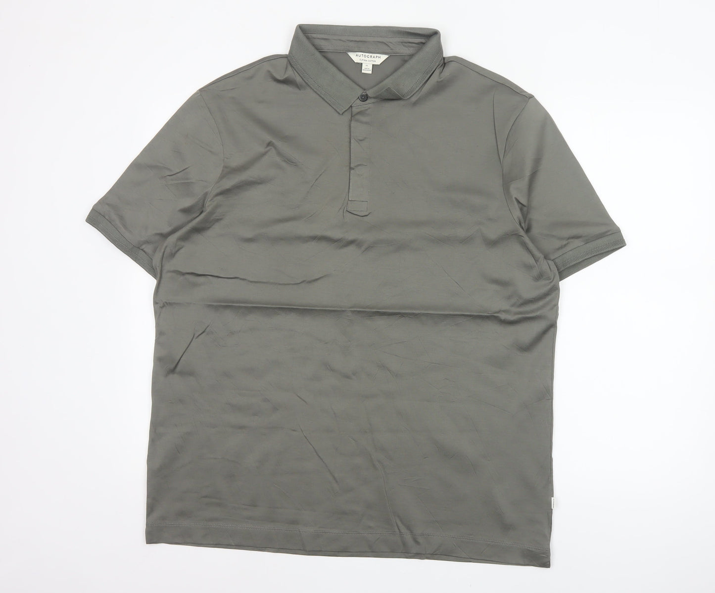 Autograph Men’s Grey XL Supima Cotton Short Sleeve Polo Shirt
