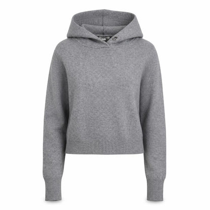 Zara Knit Women Grey S Hooded Pullover Jumper High Neck Viscose Blend