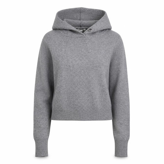 Zara Knit Women Grey S Hooded Pullover Jumper High Neck Viscose Blend