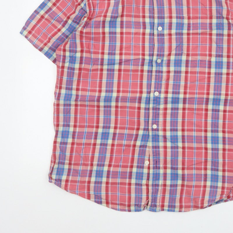 Gap Men's Multicoloured Plaid Slim Fit Short Sleeve Button-Up Shirt L