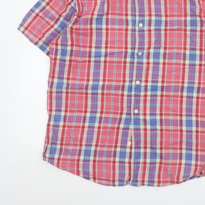 Gap Men's Multicoloured Plaid Slim Fit Short Sleeve Button-Up Shirt L