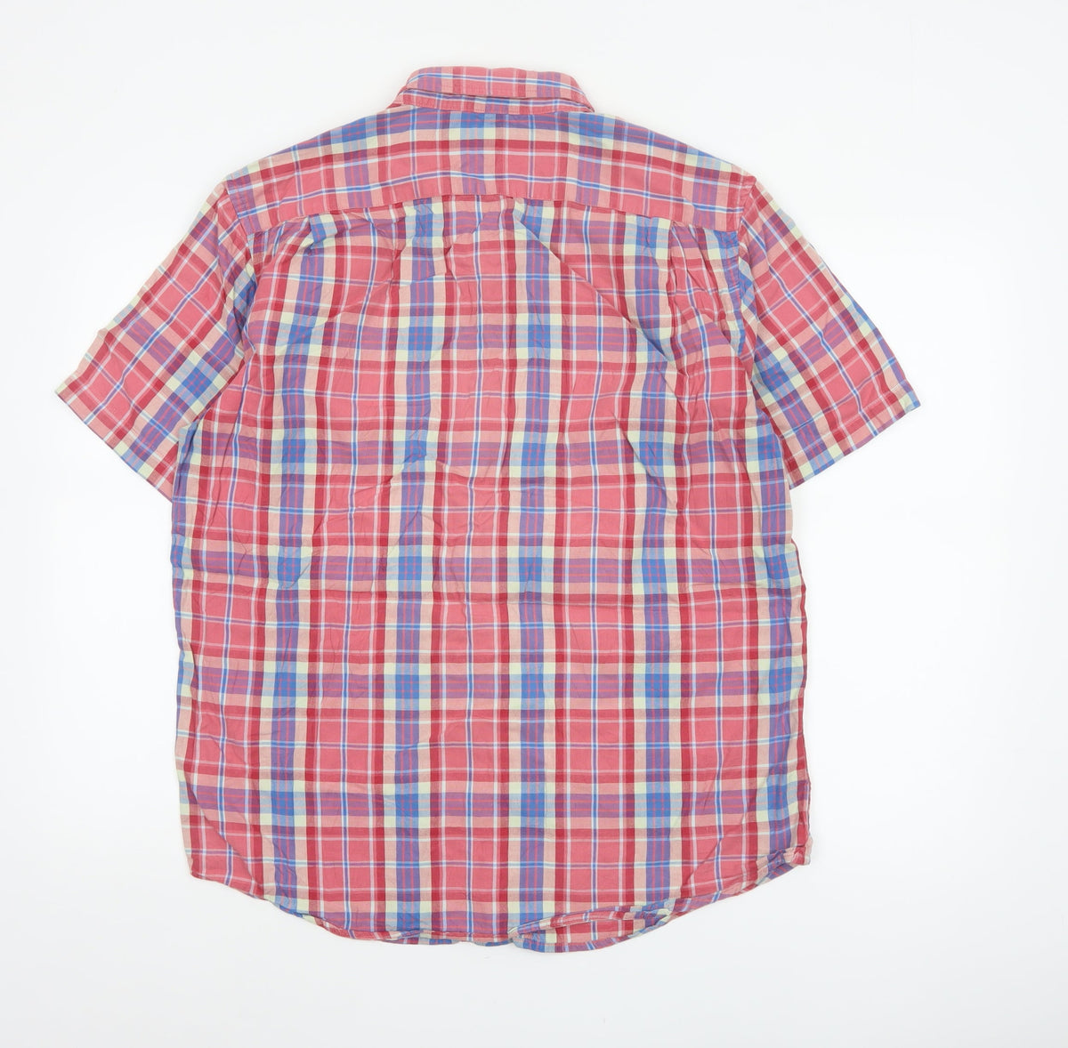 Gap Men's Multicoloured Plaid Slim Fit Short Sleeve Button-Up Shirt L