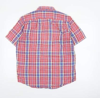 Gap Men's Multicoloured Plaid Slim Fit Short Sleeve Button-Up Shirt L