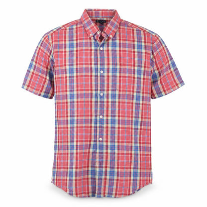 Gap Men's Multicoloured Plaid Slim Fit Short Sleeve Button-Up Shirt L