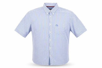 Marks and Spencer Blue Harbour Men's XL Blue Striped Cotton Button-Up Shirt