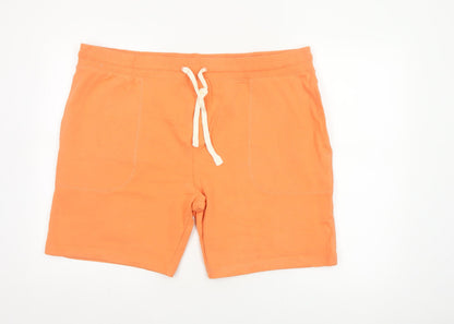 M&S Men’s Orange 2XL Cotton Jersey Drawstring Sweat Shorts