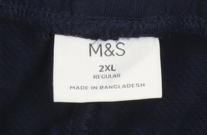 Marks and Spencer Men's Navy 2XL Regular Jogger Trousers Drawstring