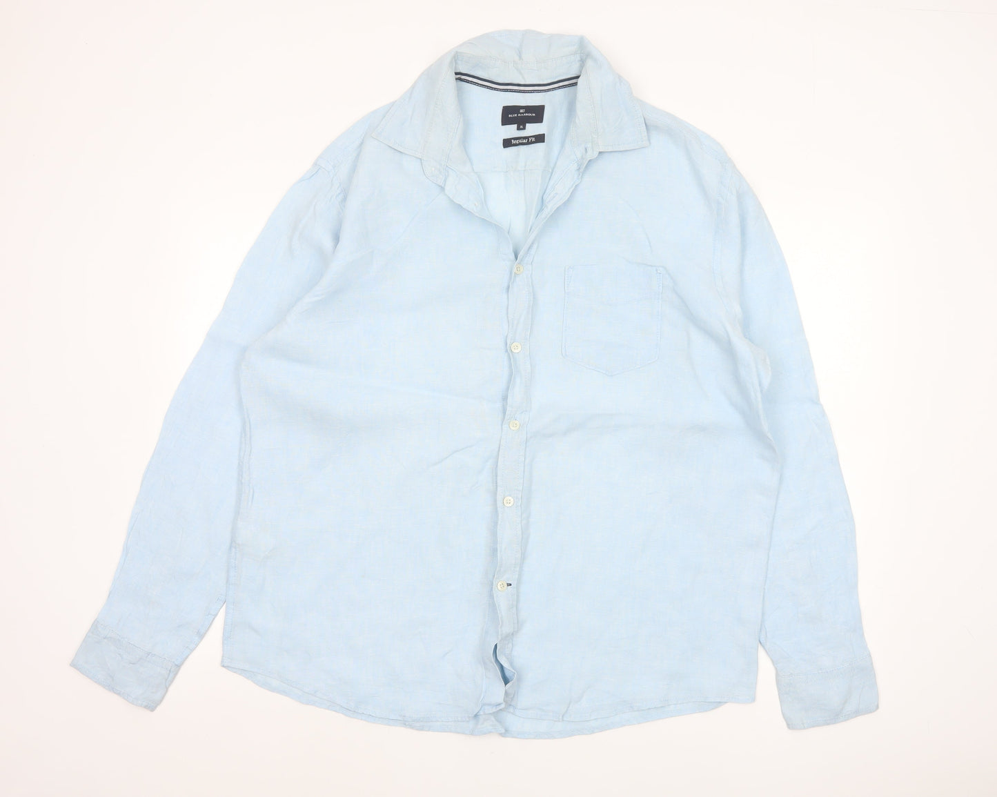 Blue Harbour Men’s Blue XL Regular Fit 100% Linen Button-Up Shirt