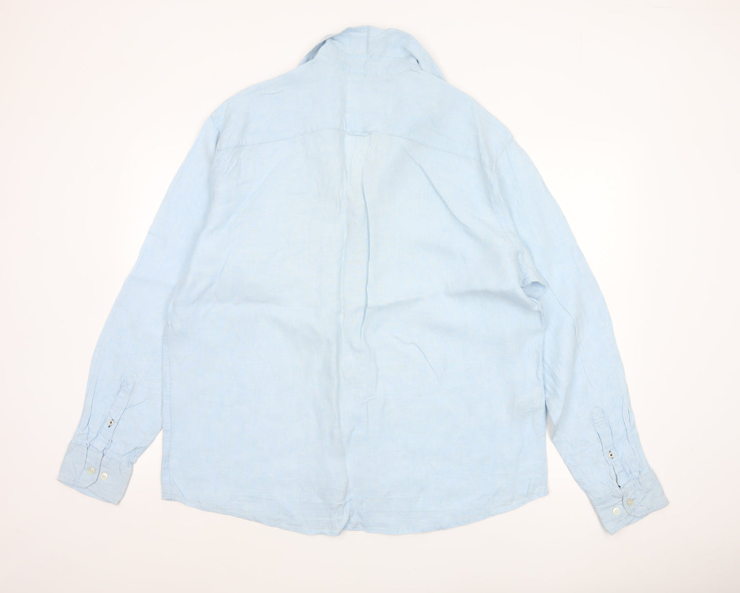 Blue Harbour Men’s Blue XL Regular Fit 100% Linen Button-Up Shirt
