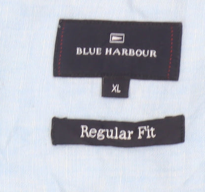 Blue Harbour Men’s Blue XL Regular Fit 100% Linen Button-Up Shirt
