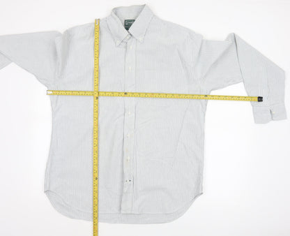 Hitman Bros Men White Striped Button Down Long Sleeve Shirt XL