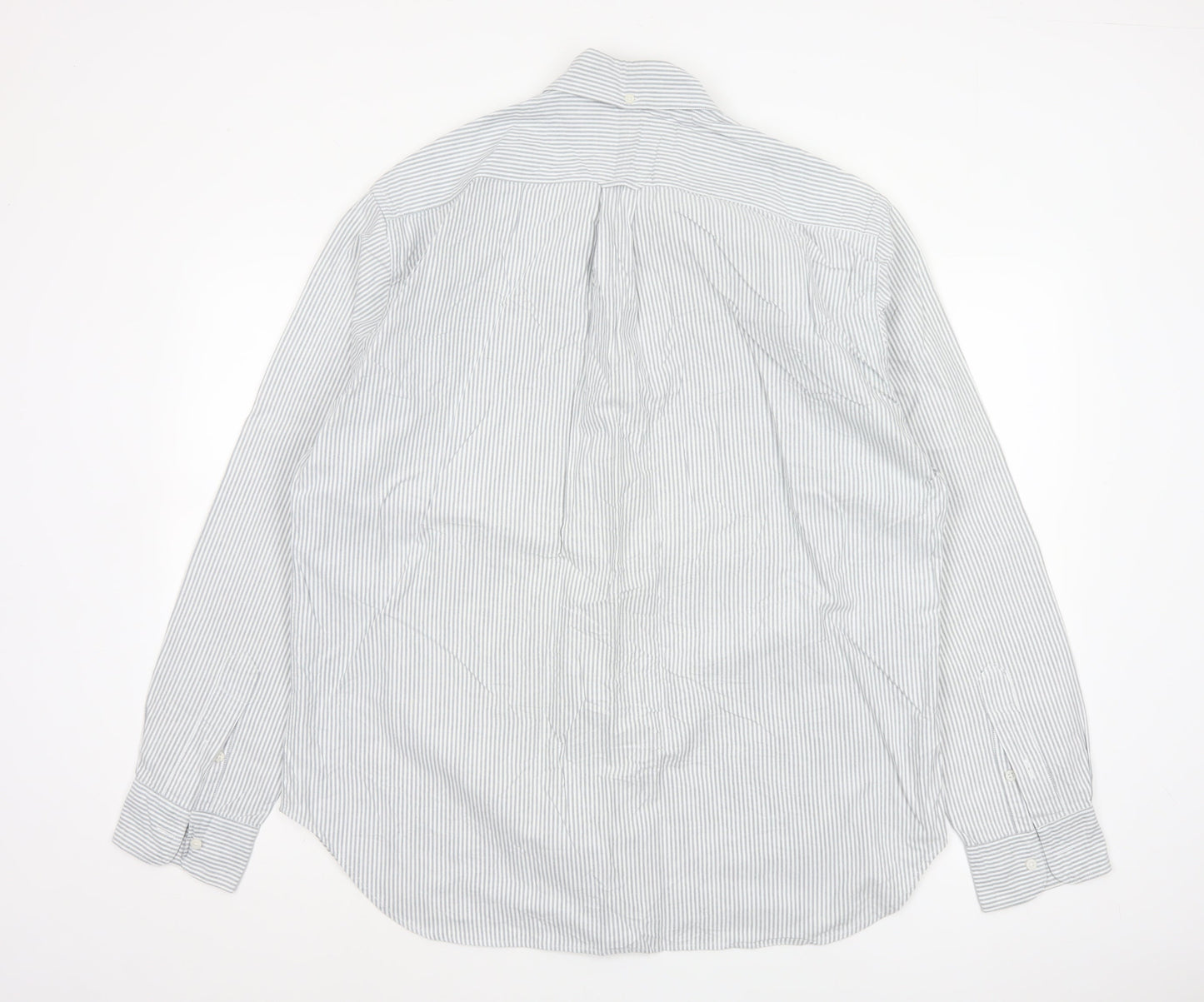 Hitman Bros Men White Striped Button Down Long Sleeve Shirt XL