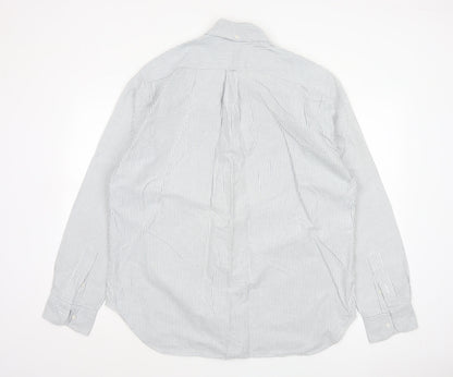 Hitman Bros Men White Striped Button Down Long Sleeve Shirt XL