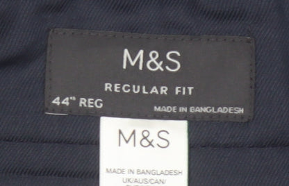 Marks & Spencer Men Black 44 Regular Fit Wool Blend Dress Trousers