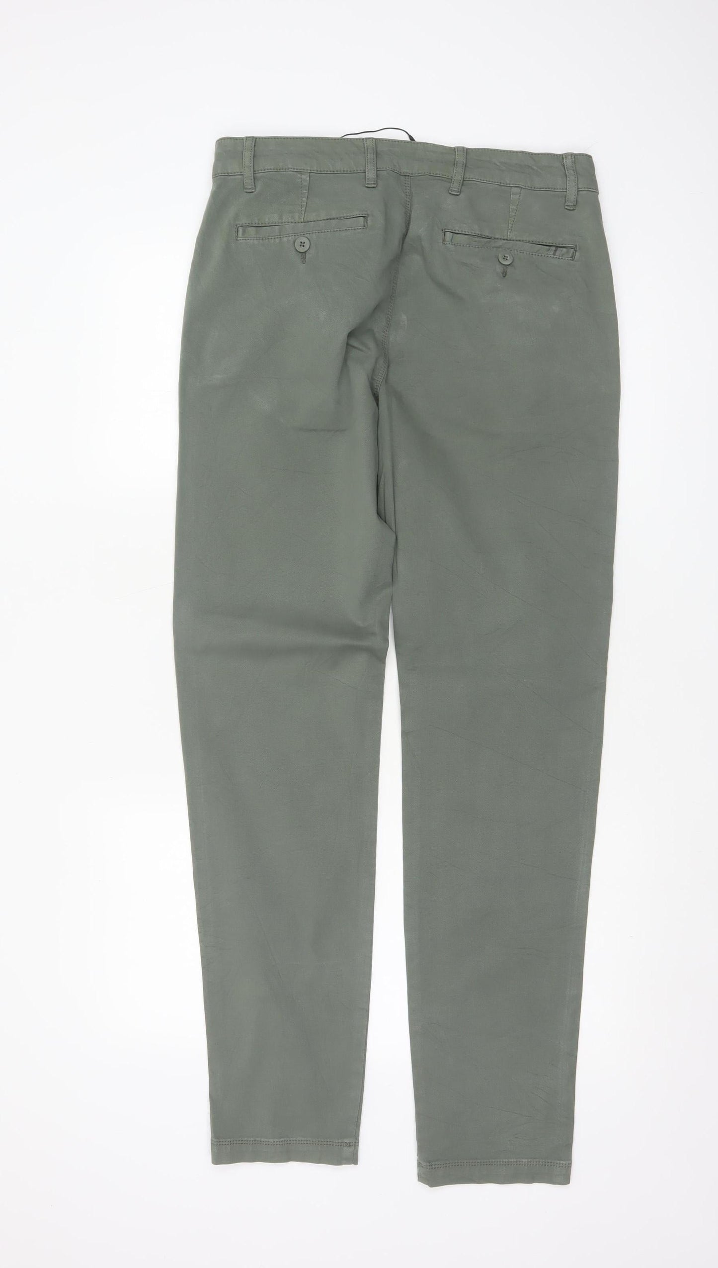 Marks and Spencer Men Green 30/33 Regular Tapered Chino Trousers