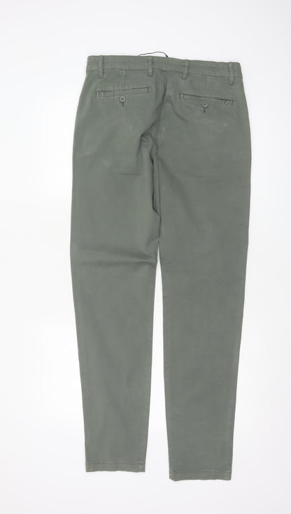 Marks and Spencer Men Green 30/33 Regular Tapered Chino Trousers