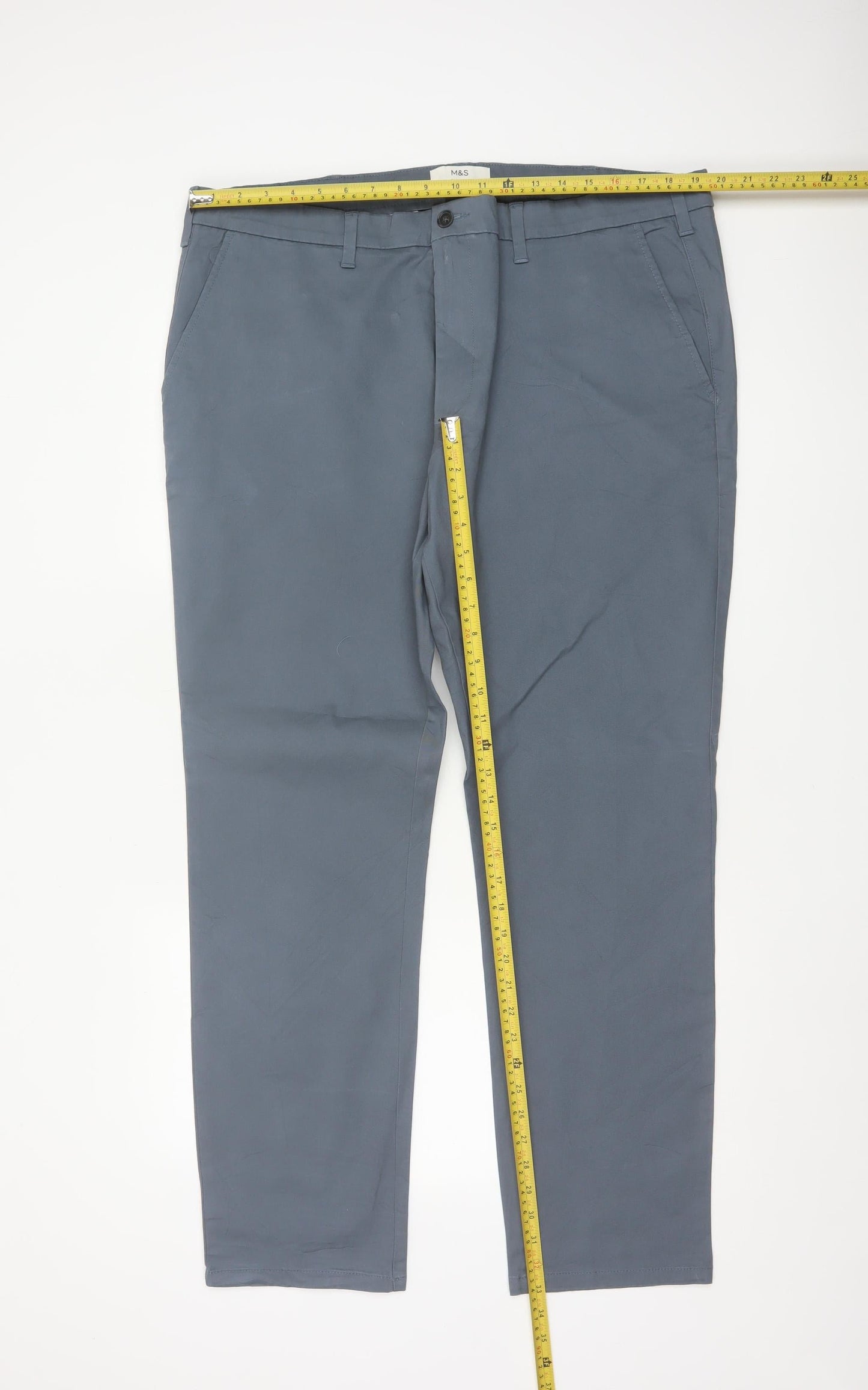 Marks & Spencer Men’s Grey 40/31 Slim Fit Stretch Chino Trousers
