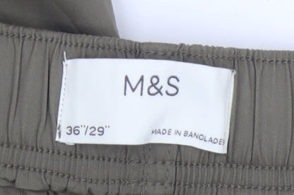 Marks & Spencer Men Green 36/29 Cargo Trousers Elastic Waist