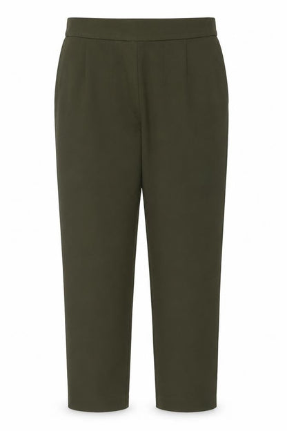 Marks & Spencer Women’s Dark Khaki Size 14 Long Slim Ankle Grazer High Rise Trousers