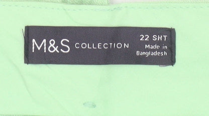 Marks & Spencer Women’s Green Linen Blend Straight Trousers UK 22 Short
