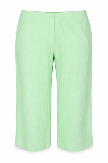 Marks & Spencer Women Green UK 24 Short Linen Blend Straight Trousers