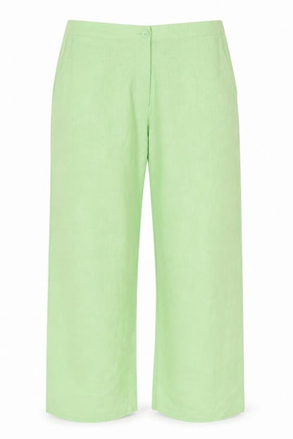 Marks & Spencer Collection Women’s Green UK 22 Regular Linen Blend Wide-Leg Trousers