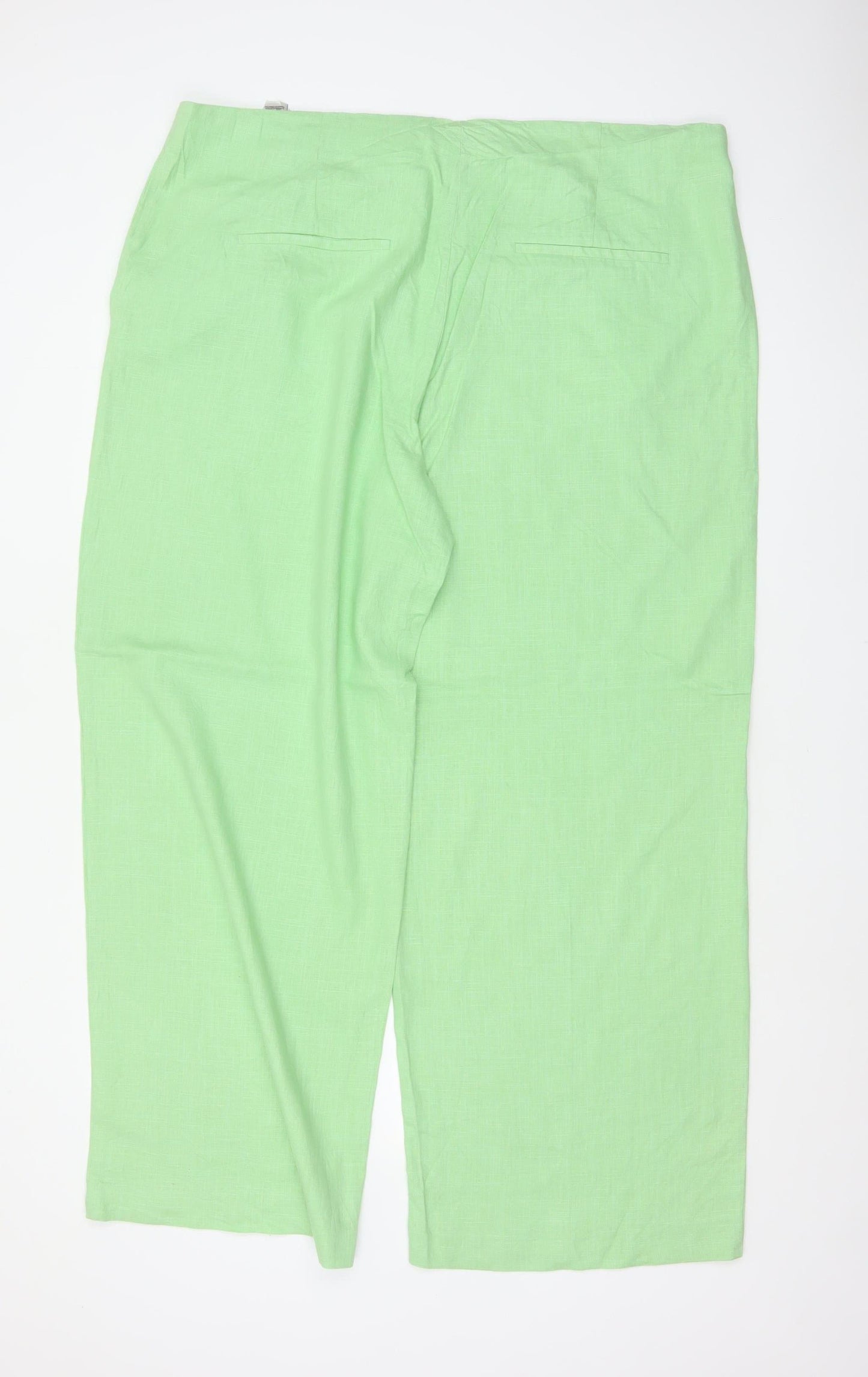 M&S Collection Women’s Green UK 22 Regular Linen Blend Wide-Leg Trousers