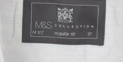 Marks and Spencer Men Grey 14.5 Regular Fit Long Sleeve Shirt 37in