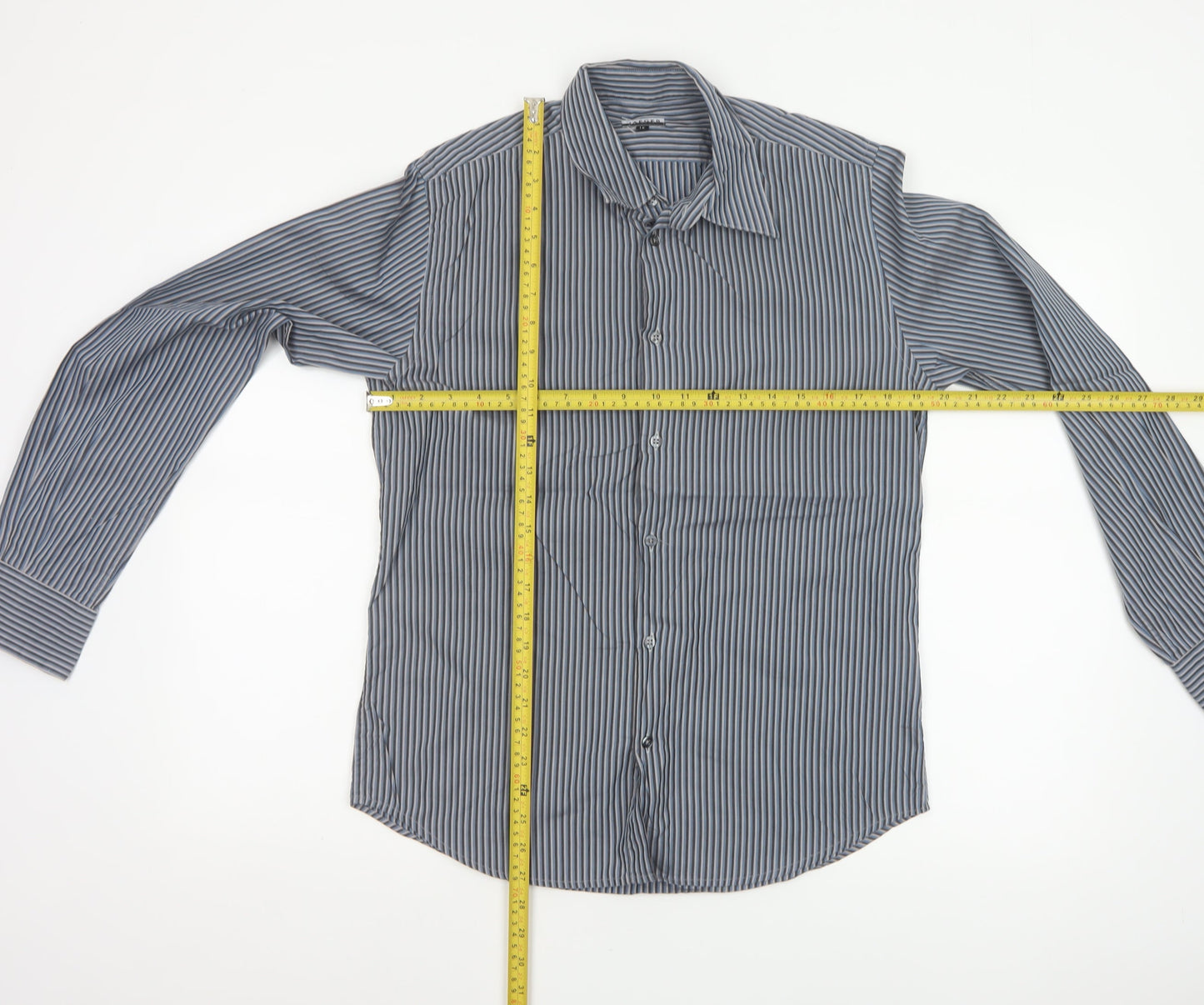 Jaeger London Men's Blue Striped Shirt 15 Long Sleeve Button-Up