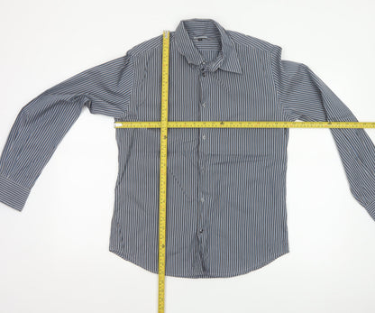 Jaeger London Men's Blue Striped Shirt 15 Long Sleeve Button-Up