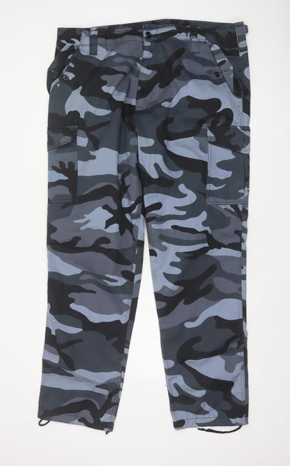 Blue Castle Men’s Grey Camo Cargo Trousers 40/32 Adjustable Waist