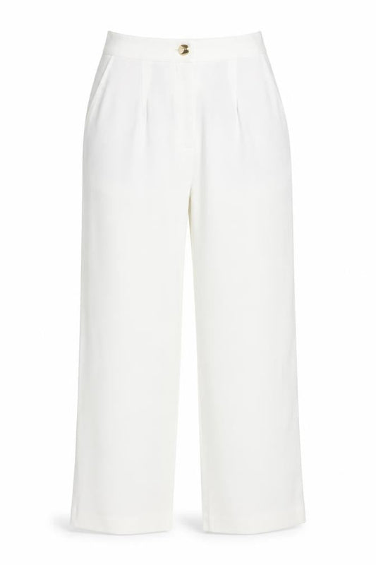ZARA Women Ivory S High Rise Wide Leg Tailored Dress Trousers