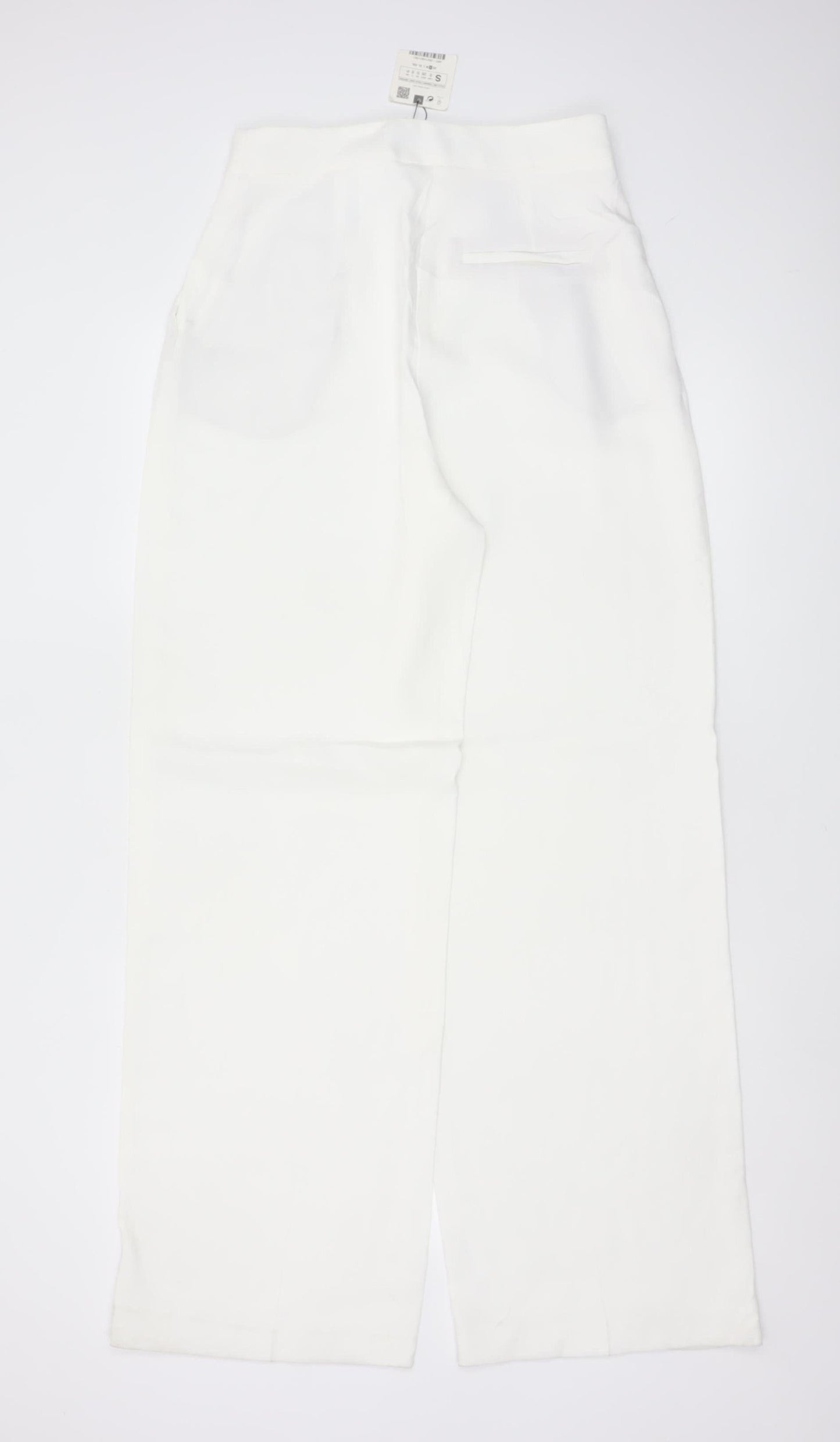 ZARA Women Ivory S High Rise Wide Leg Tailored Dress Trousers