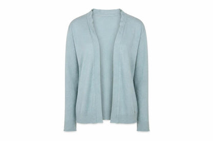 White Stuff Women Blue UK 14 Open Knit Cardigan Linen Cotton Long Sleeve
