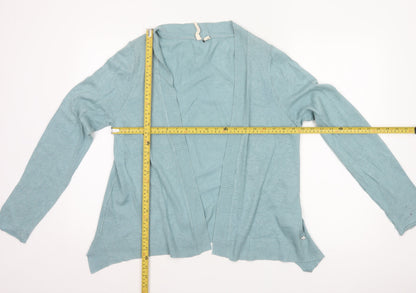 White Stuff Women Blue UK 14 Open Knit Cardigan Linen Cotton Long Sleeve